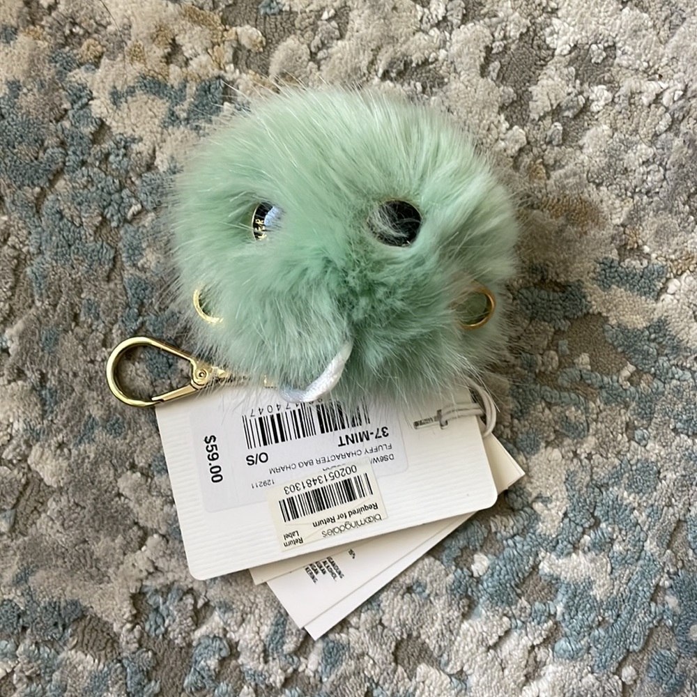 NWT Authentic Ted Baker Fluffy Character Bag Charm in color mint